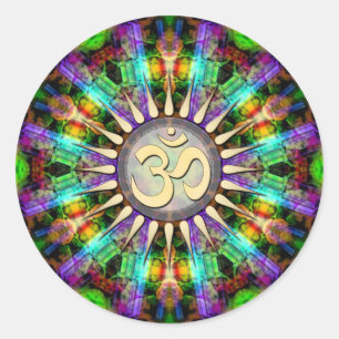 Gem Mandala Golden Aum Spiritual Art Sticker