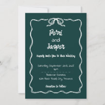 Gem & Pen Wedding Invitation Azure