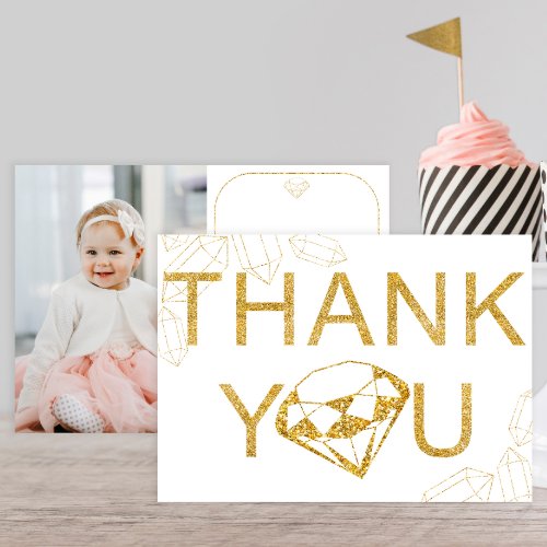 Gem Photo Birthday Party Thank You Card