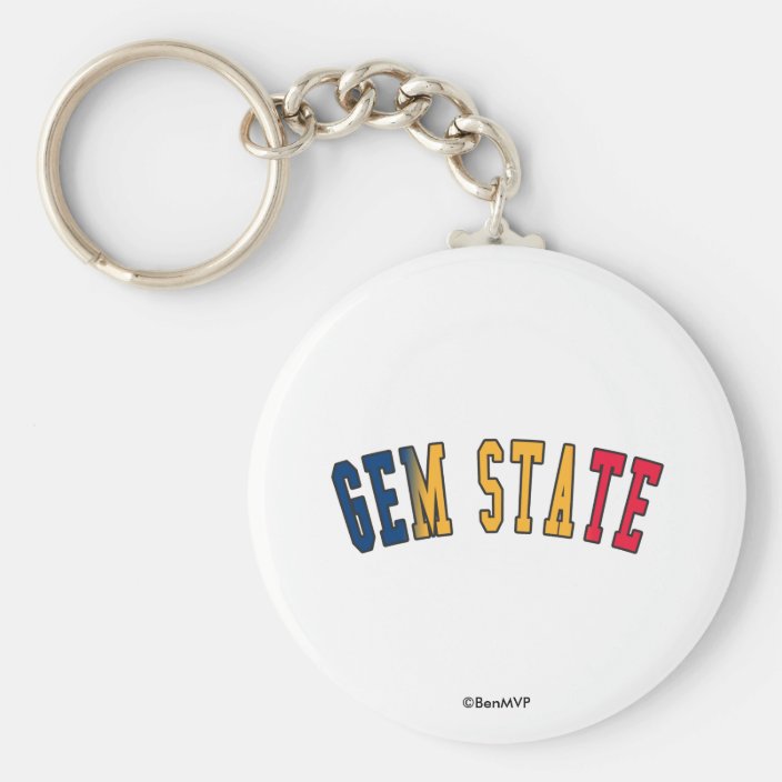 Gem State in State Flag Colors Key Chain