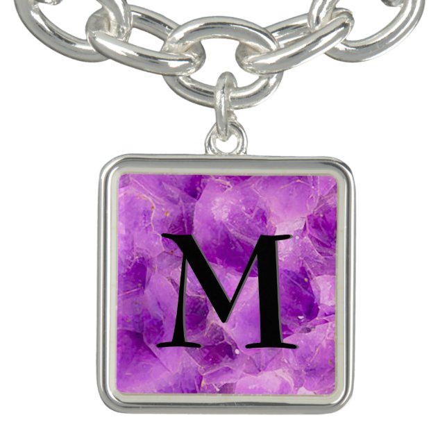 Gem Stone Pattern, Amethyst & Black Onyx Charm Bracelet (Design)