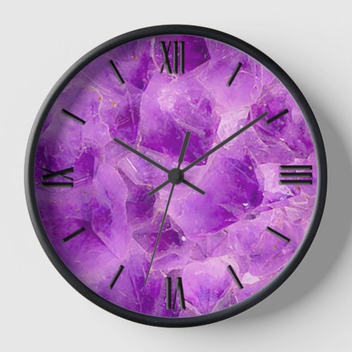 Gem Stone Pattern Amethyst Crystal Clock