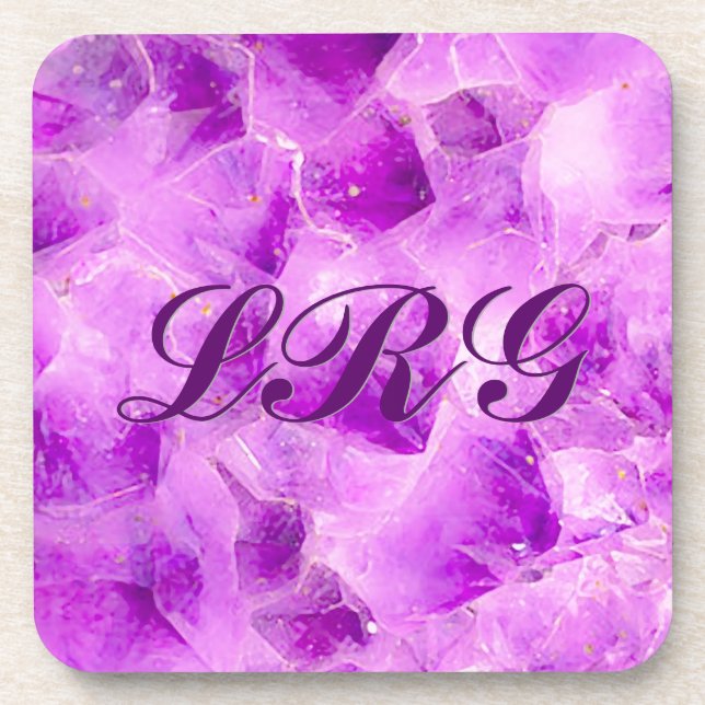 Gem Stone Pattern, Amethyst Crystal Slab  Beverage Beverage Coaster (Front)
