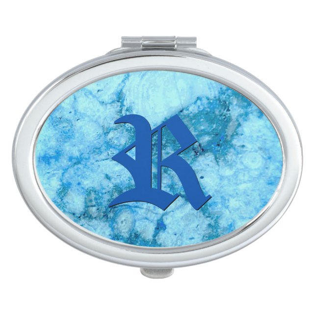Gem Stone Pattern, Blue Bahia Granite Compact Mirror (Front)