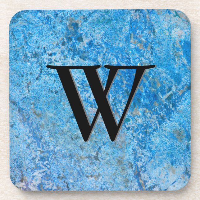 Gem Stone Pattern, Blue Granite & Black Onyx Drink Coaster (Front)