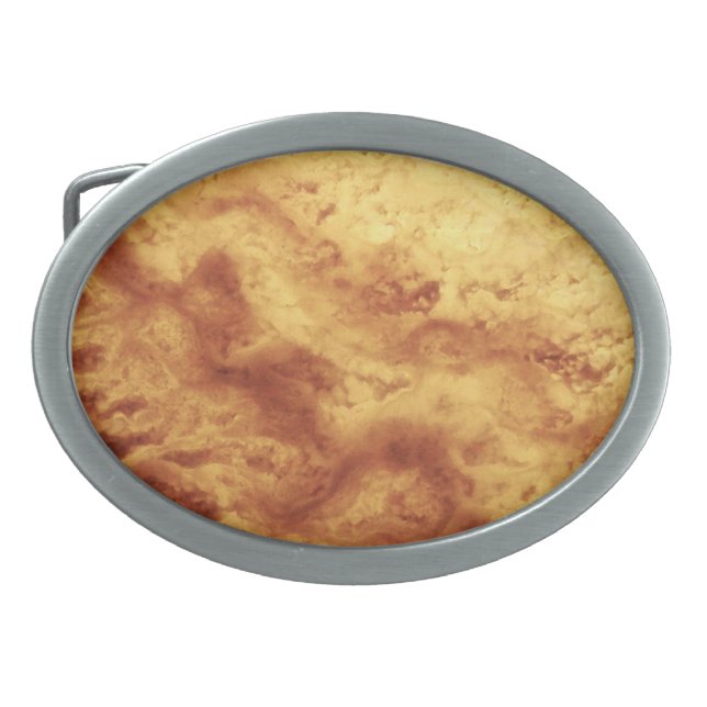 Gem Stone Pattern, Gold and Brown Tiger Eye Oval Belt Buckle (Front)