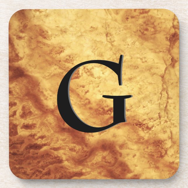 Gem Stone Pattern, Gold Tiger Eye & Black Onyx Beverage Coaster (Front)