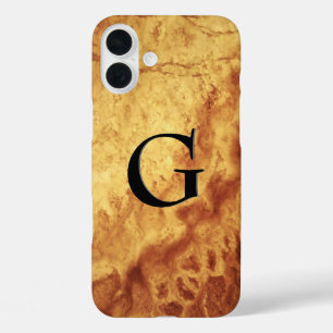 Gem Stone Pattern, Gold Tiger Eye & Black Onyx iPhone 16 Plus Case