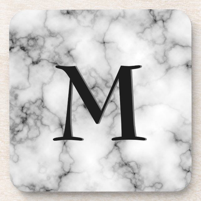 Gem Stone Pattern, Gray / Grey Marble & Black Onyx Drink Coaster (Front)
