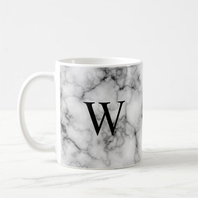 Gem Stone Pattern, Gray / Grey Marble Coffee Mug (Left)