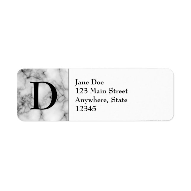 Gem Stone Pattern, Gray / Grey Marble & Monogram Label (Front)