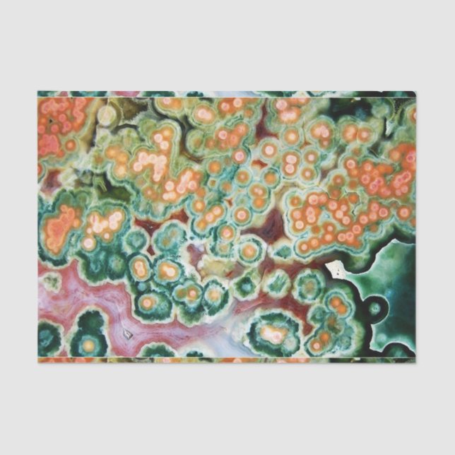 Gem Stone Pattern, Ocean Jasper, Green and Multi Tissue Paper (Front)