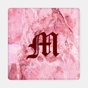 Gem Stone Pattern, Pink Marble Coaster Set