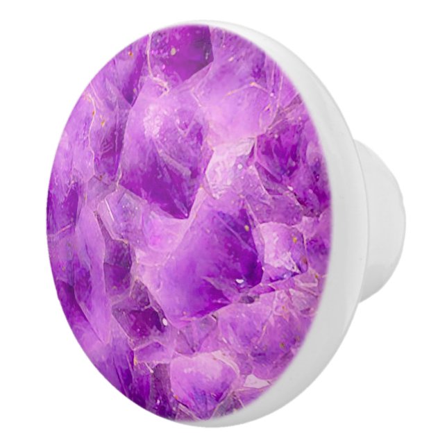 Gem Stone Pattern, Purple Amethyst Ceramic Knob (Right)
