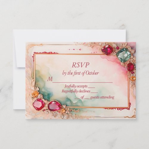 Gem stone wedding  RSVP card