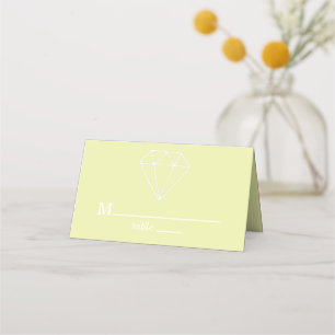 Gem Stones Custom Pastel Green Wedding Place Card
