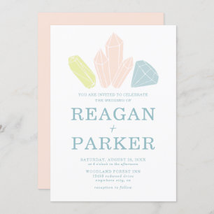 Gem Stones Elegant Blush Pink Pastel Wedding Invitation
