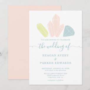 Gem Stones Elegant Pastel Wedding Invitation