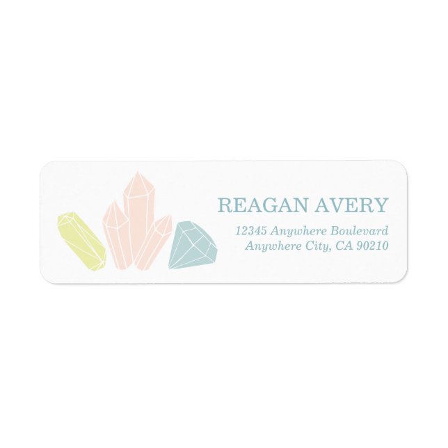 Gem Stones Pastel Wedding Label (Front)