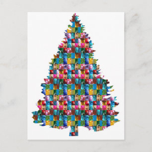GEM studded XMAS Tree :  Merry Christmas Holiday Postcard