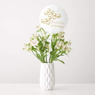 Gem Theme Birthday Party Balloon Gold Glitter