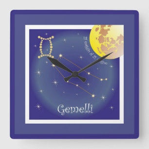 Gemelli 21 maggio al 21 giugno Uhr Square Wall Clock