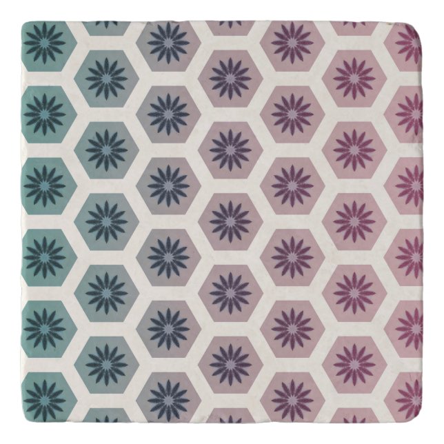 Gemetric floral Pattern Design - Pastell Pop Art Trivet (Front)