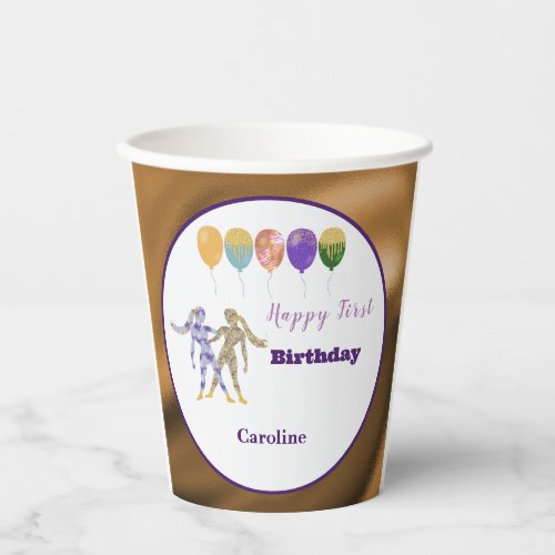 Gemini 1st Birthday Gold Foil Elegant Zodiac Paper Cups