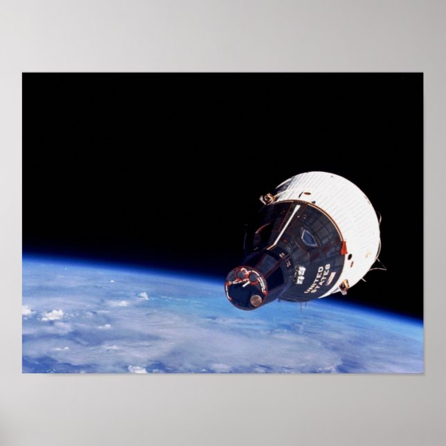 Gemini 7 orbiting Earth as viewed from Gemini 6A Poster (Front)
