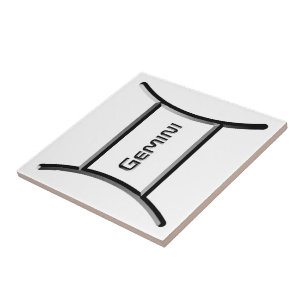 GEMINI, Abstract Design of the Zodiac Sign,  Ceramic Tile