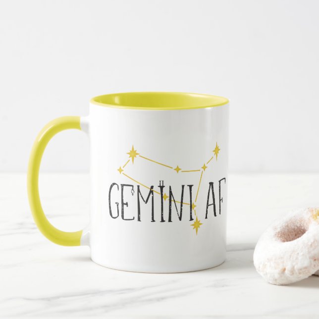 GEMINI AF constellation, w Mercury & Twins symbols Mug (With Donut)