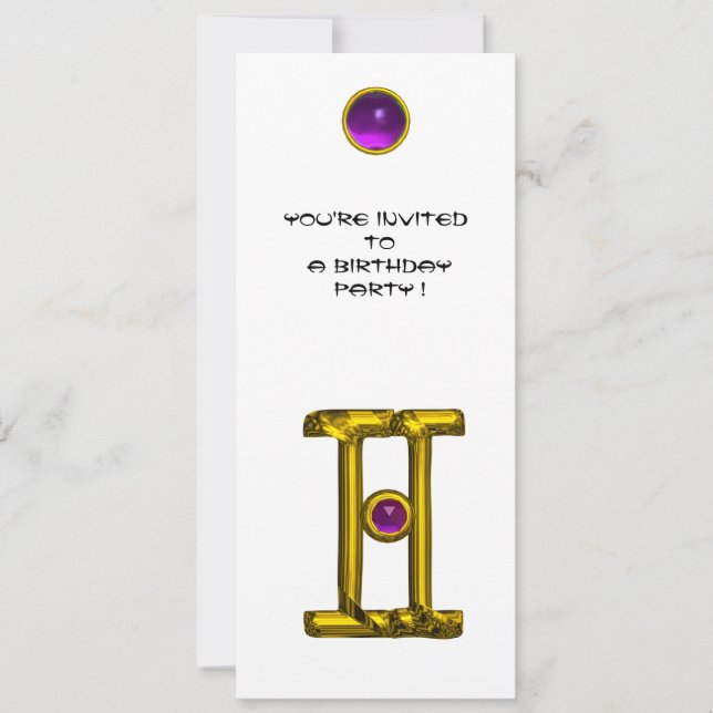 GEMINI ALEXANDRITE,amethyst bright yellow white Invitation (Front)