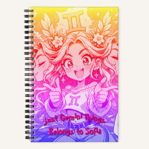 Gemini Anime Galaxy Chic Spiral Notebook