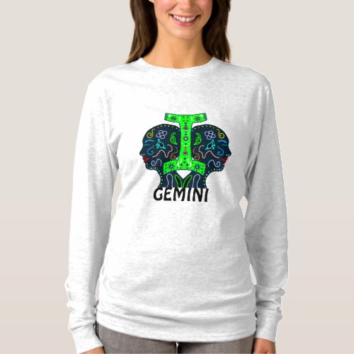  Gemini Art Twins Holding Zodiac Symbol   T_Shirt