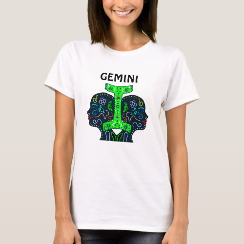  Gemini Art Twins Holding Zodiac Symbol   T_Shirt