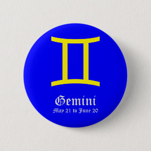 GEMINI ASTROLOGIC SIGN, SYMBOL ZODIAC PINBACK BUTTON