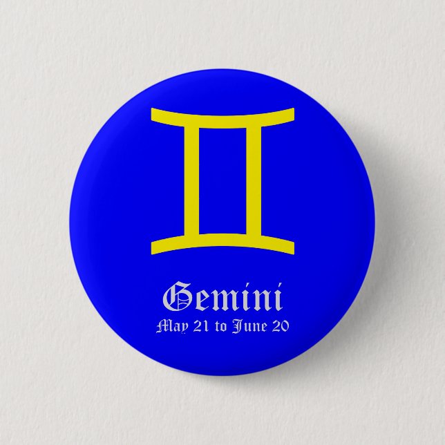 GEMINI ASTROLOGIC SIGN, SYMBOL ZODIAC PINBACK BUTTON (Front)