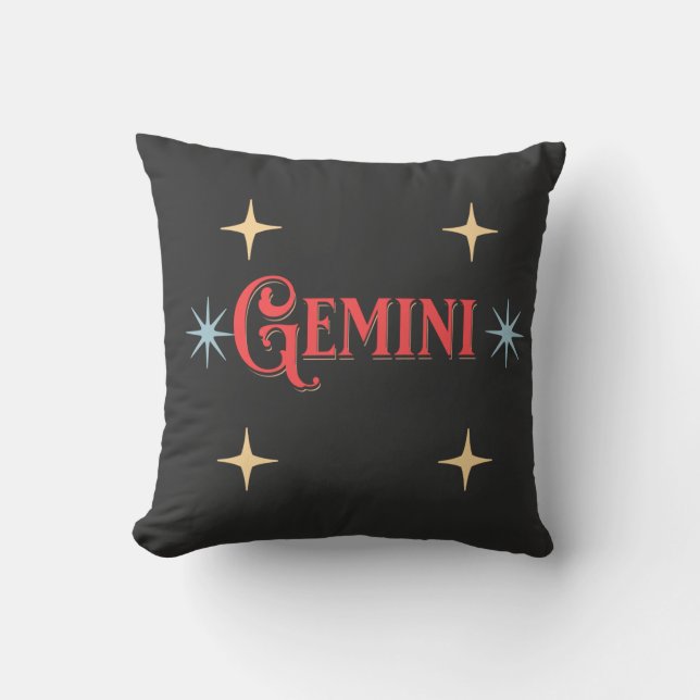 Gemini Astrological Sign Throw Pillow (Front)