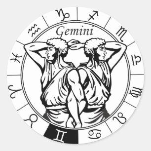 gemini astrological zodiac sign classic round sticker