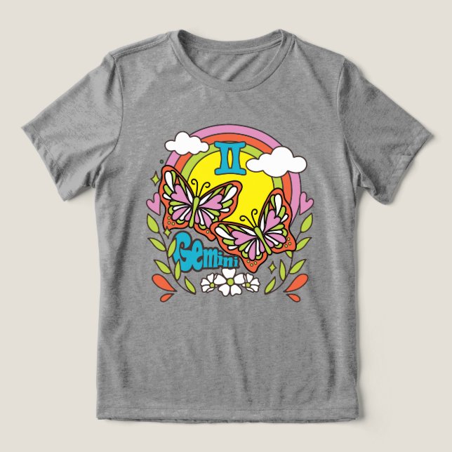 Gemini astrology birth sign zodiac butterfly twins Tri-Blend shirt (Design Front)