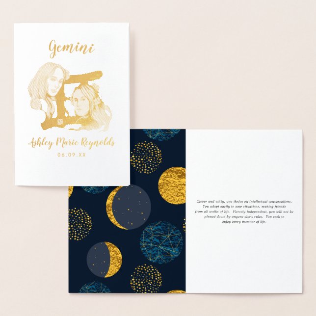 Gemini Astrology | Personalized Zodiac Sign Foil Card (Display)