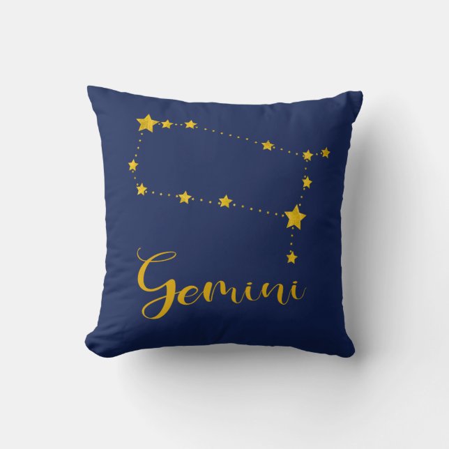 Gemini Astrology with Constellation of Stars Throw Pillow (Front)