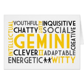 Gemini Astrology Word Collage Card