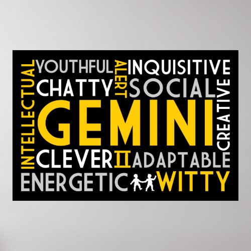 Gemini Astrology Word Collage Print