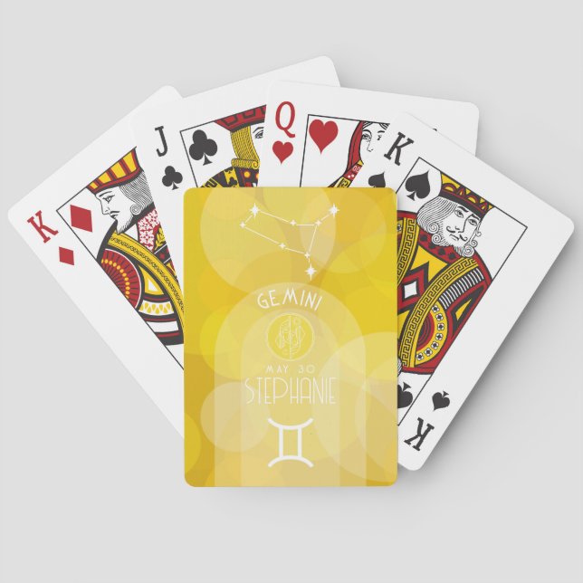 Gemini Astrology Zodiac Sign Photo Custom Birthday Poker Cards (Back)