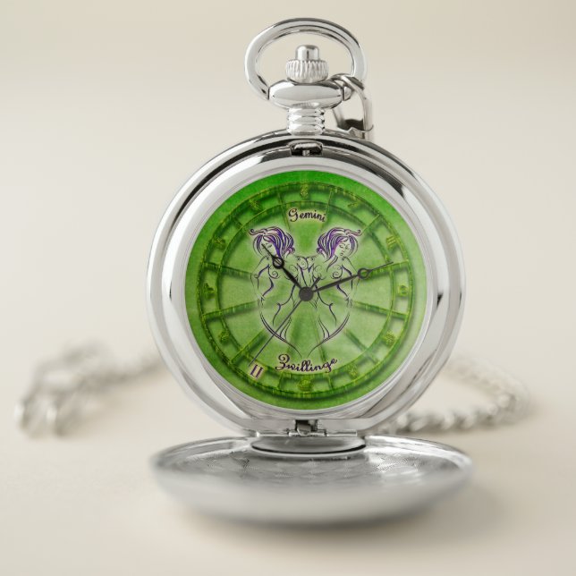 Gemini Astrology & Zodiac Sign The Twins Pocket Watch (Inside)
