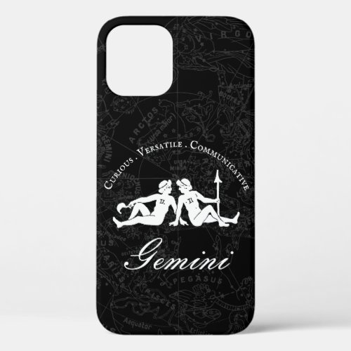 Gemini Astrology Zodiac Sign Traits Black White iPhone 12 Case