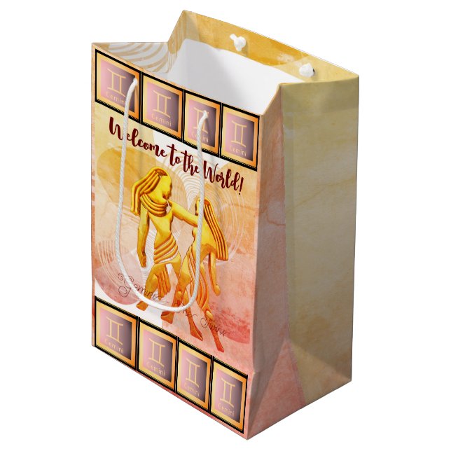 Gemini Baby /The Twins (May 21 - June 21) Medium Gift Bag (Front Angled)