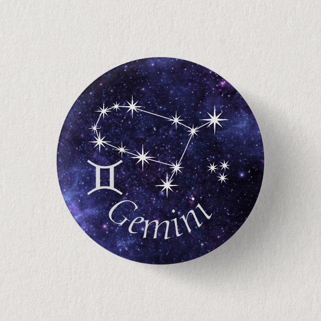 Gemini Badge, Zodiac Horoscope Badge Button (Front)