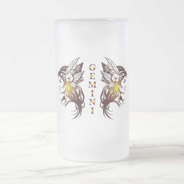 Gemini Beer Glass Frosted Glass Beer Mug (Center)